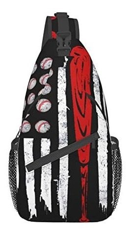 Lunepon Béisbol Y Bandera Americana Sling Mochila Dvw1e