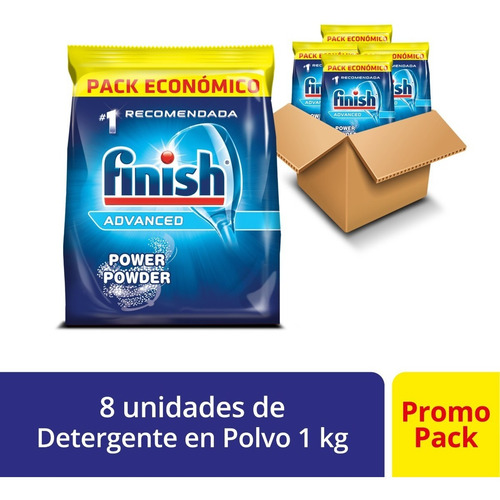 Imagen 1 de 6 de Combo Finish Detergente En Polvo 1 Kg Repuesto Economico X8