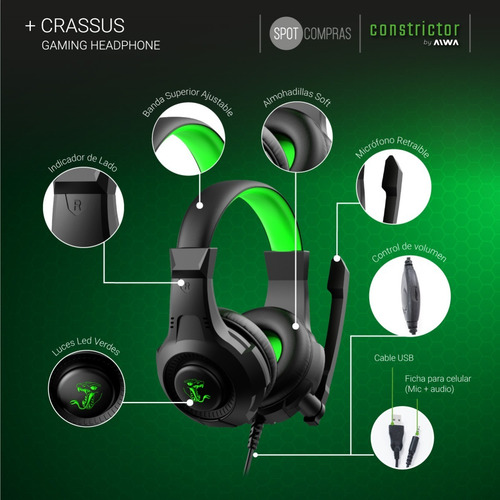 Imagen 3 de 5 de Combo Gamer Auricular Teclado Mouse Constrictor Grootslang