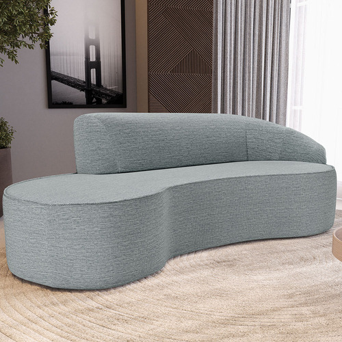 Sofá 4 Lugares Curvo Sala Firenze Dir Linho Cinza 260cm D474