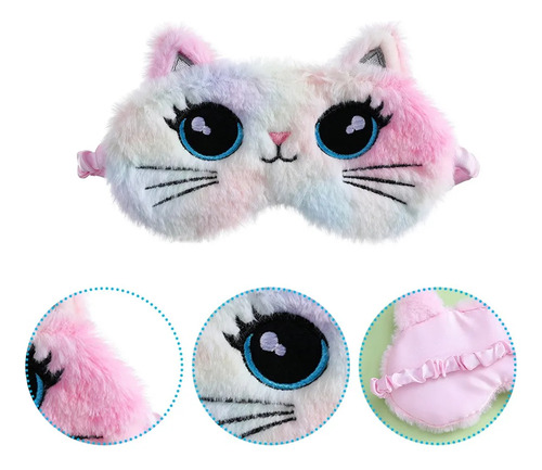 Antifaz Infantil De Felpa Para Dormir Con Forma Cara De Gato Máscara Para Dormir Color Degradado