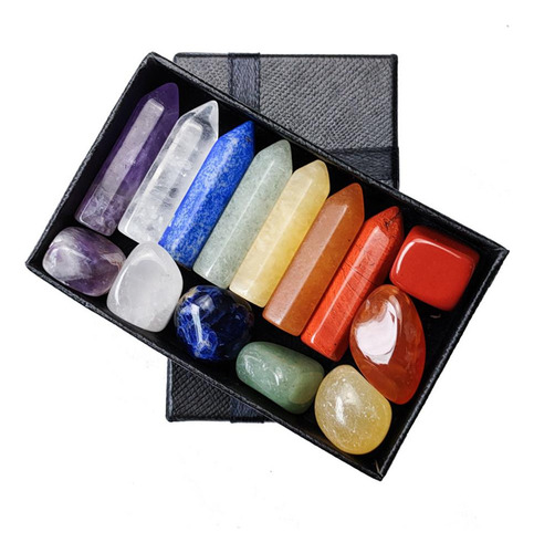 14pcs Crystal Energy Stones Hexagonal Bar Clear Topaz