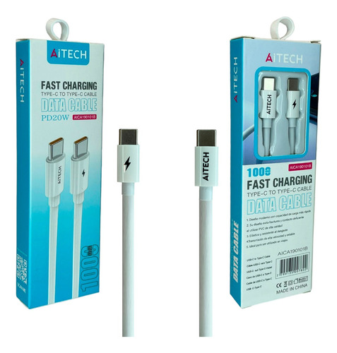 Cable Aitech Fast Charging Pvc Pd20w 1m Tipo C A Tipo C