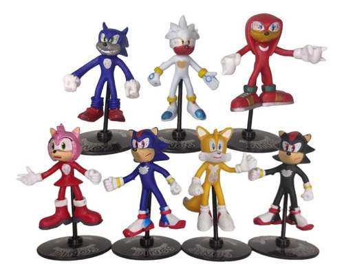 Colección 7 Figuras Personajes Sonic 7cm Tortas O Juguete 