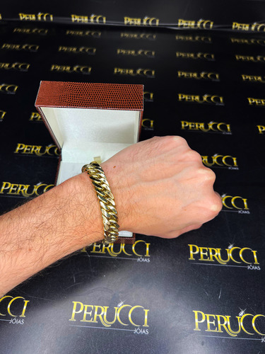 Pulseira Elos Duplos 25 Gramas 12mm Ouro 18k Frete Gratis