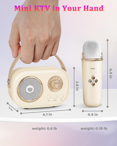 Mini Máquina De Karaoke Bluetooth Con 2 Micrófonos Inalámbri