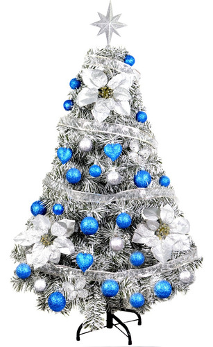 Árbol Navidad Canadian Snow 1,20 C Kit 36 Pzas Azul Sheshu Color Snow + Kit Azul