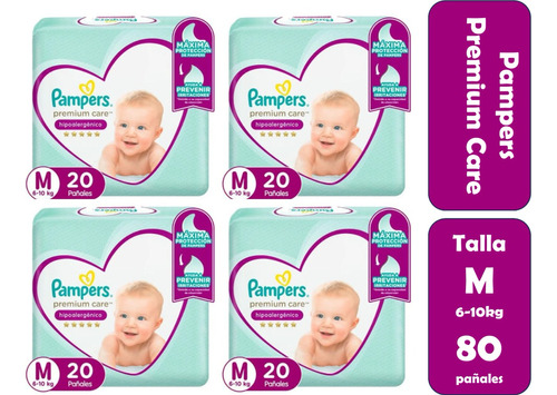 4pack Pañales Pampers Premium Care Tallas M G Xg Xxg