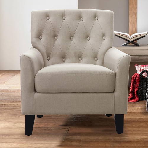 Silla Decorativa Tapizada 76 Cm Brazos Capitoné Cómoda