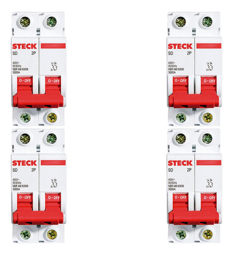 Kit C/4 - Disjuntor Steck Din Bipolar 80a Sd2 C 10ka