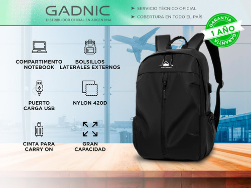 Mochila De Viaje South Port Resistente Usb Porta Notebook