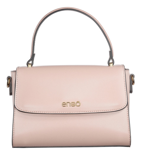 Bolsa Satchel Para Mujer Enso Moda Original Color Rosa pálido Diseño de la tela Liso