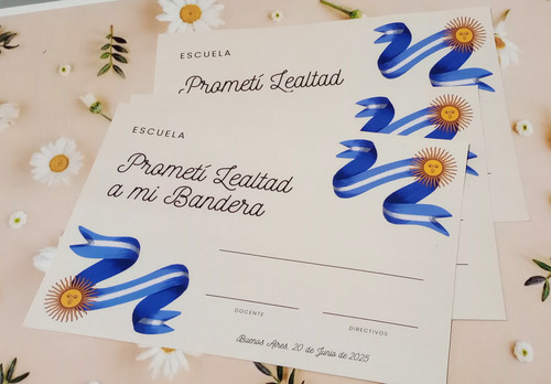 Kit Imprimible Diploma + Señalador P/lapiz Promesa Bandera