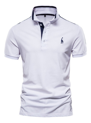 Polo Solapa Empalmado Golf Camisa Bloque Color Manga Corta