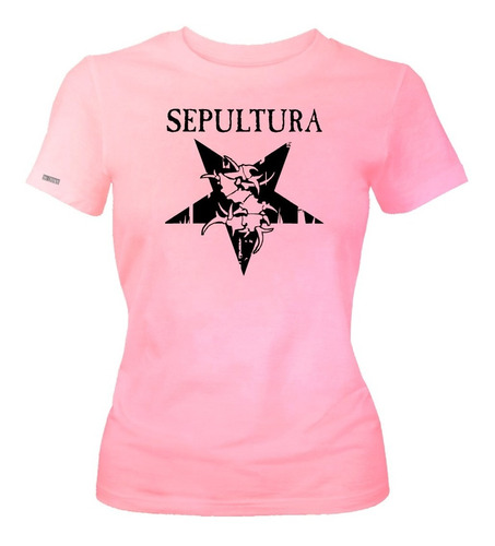 Camiseta Sepultura Logo Estrella Banda Rock Dama Mujer Ikrd