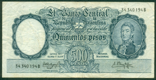 Argentina Billete Banco Central 500 Pesos Joven C# 517b Mb-
