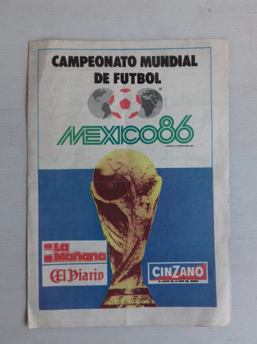 Publicidad Fixture Mexico 1986 Mundial Fifa Futbol La Mañana