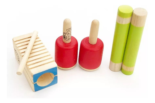 Instrumentos Musicales Infantil Claves+raspador+maracas