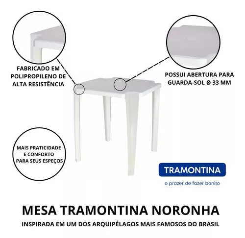 Kit Conjunto 4 Cadeiras Mesa Plástico Reforçado Tramontina