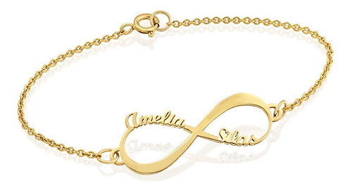 Pulsera Infinito Con Nombres En Oro Sólido De 14k