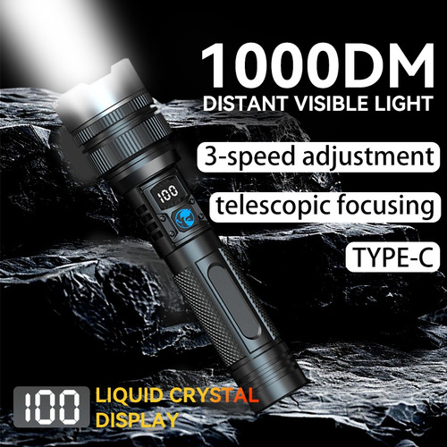 Linterna Led Láser Blanca Zoom, Linterna De Carga Usb, 3 Mod