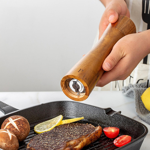 Compatible Juego De Molinillo De Pimienta De Madera Manual
