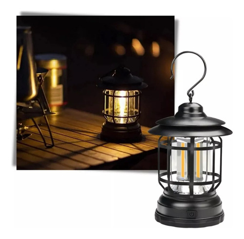 Farol Led Recargable Solar Camping Retro Jardín Casa Patio