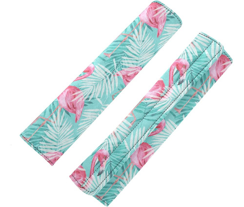 Pink Flamingo Tropical Palm Tree Leaves On Turquoise 2 Pieza