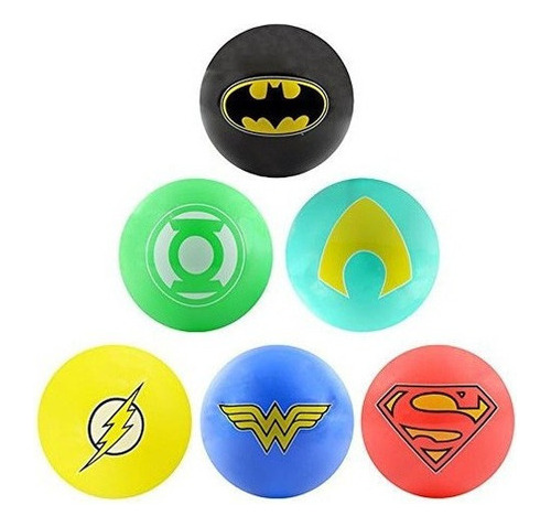 Dc Comic Justice League Logo Balls - Juego De 6 Piezas De Br