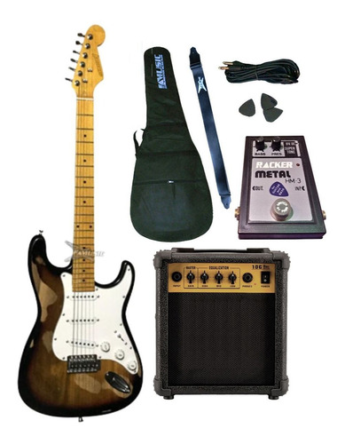Combo Guitarra Rock Blues + Amplificador + Pedal Efecto