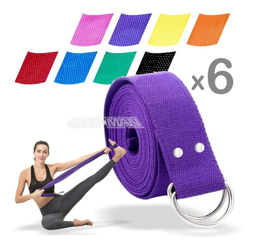 6 Cintos Yoga Estiramiento Elongacion Pilates Colores 4mts