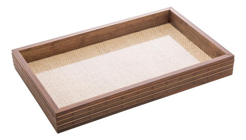 Bandeja Woodart De Madeira Bambu Com Sisal 30cm X 17cm X 4cm