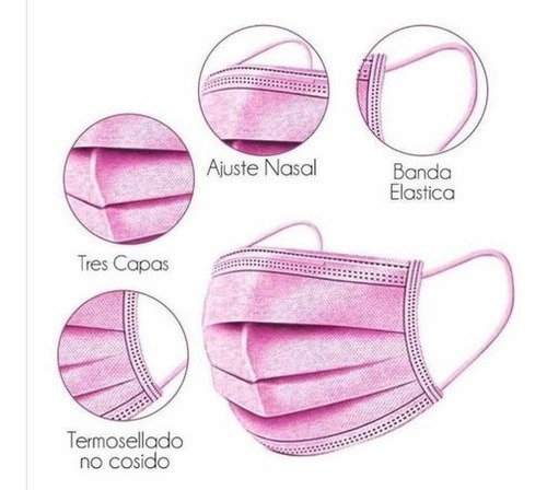 Barbijo Mascarilla Descartable Con Anmat Clip Nasal X50