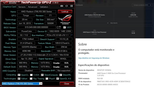 Pc Gamer Ryzen 5 1600 16 Gb R9 380 4gb