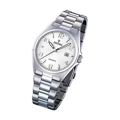 Reloj Festina Hombre F16374.5 Acero Calendario Clásico Malla Plateado Bisel Plateado Fondo Plateado