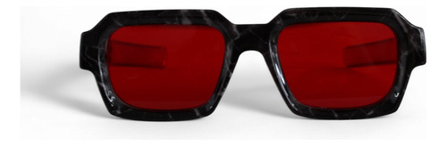 Lentes De Sol Textura Mármol Estilo Creativo Rojo Rojo Negro