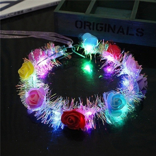 36 Diadema Corona Flores Luz Led Fiesta Festival