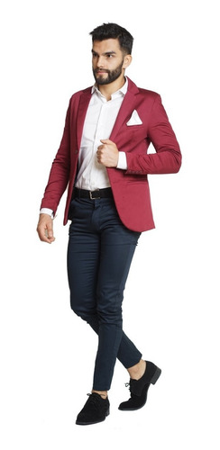 Imagen 2 de 10 de Trajes Hombre Saco Slim Fit Con Chupin Camisa Y Pañuelo