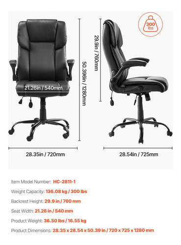 Silla Oficina Ejecutiva Soporte Lumbar Ajustable Tipo Airbag