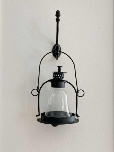 Farol Decorativo  Hierro Y Vidrio Negro