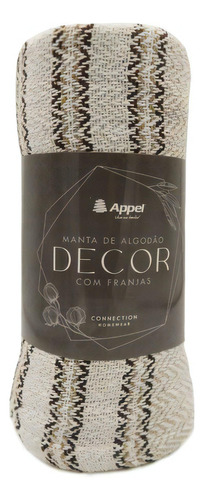 Manta Com Franjas Decor 1,20x1,50 - Appel Cor Bege C/ Camel