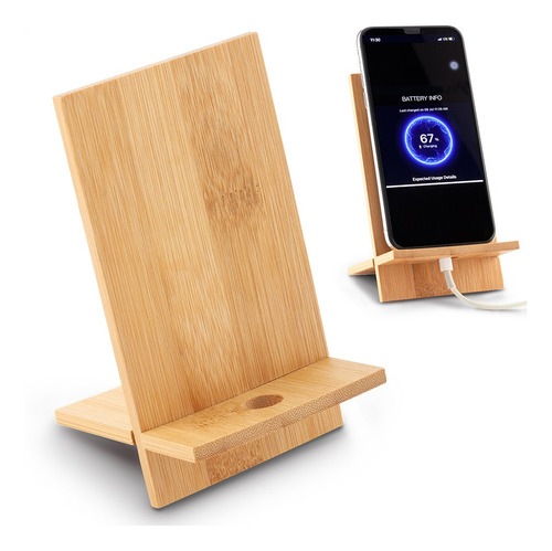 Soporte Para Móviles Eco Bamboo Orificio Cable Apoyo Celular