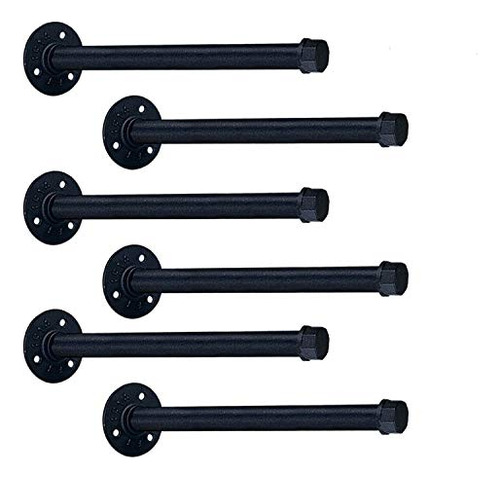 6 Pcs 8inch Rustic Pipe Decor Industrial Shelf Brackets,vint