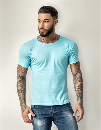 Camiseta Masculina Lisa Manga Curta Básica 100% Algodão