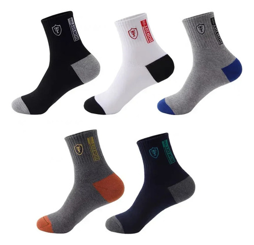 Calcetines Deportivos A Media Pantorrilla Para Hombre, 5 Par