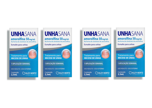 Kit 04 Unha Sana Antimicótico 50mg/ml 2,5ml- Kley Hertz