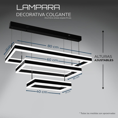 Lampara Colgante, Tres Rectángulos En Dimensión.