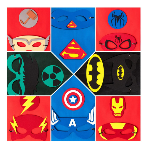 Capas + Antifaz Superheroes Souvenirs Cumpleaños X25