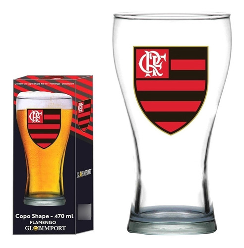 Copo Shape 470ml Para Chopp E Cerveja Brasão Flamengo Cor Transparante
