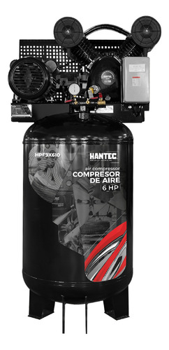 Compresor Vertical 300 L 6 Hp Piston Force 60 Hz Hantec Color Negro Fase eléctrica Monofásica
